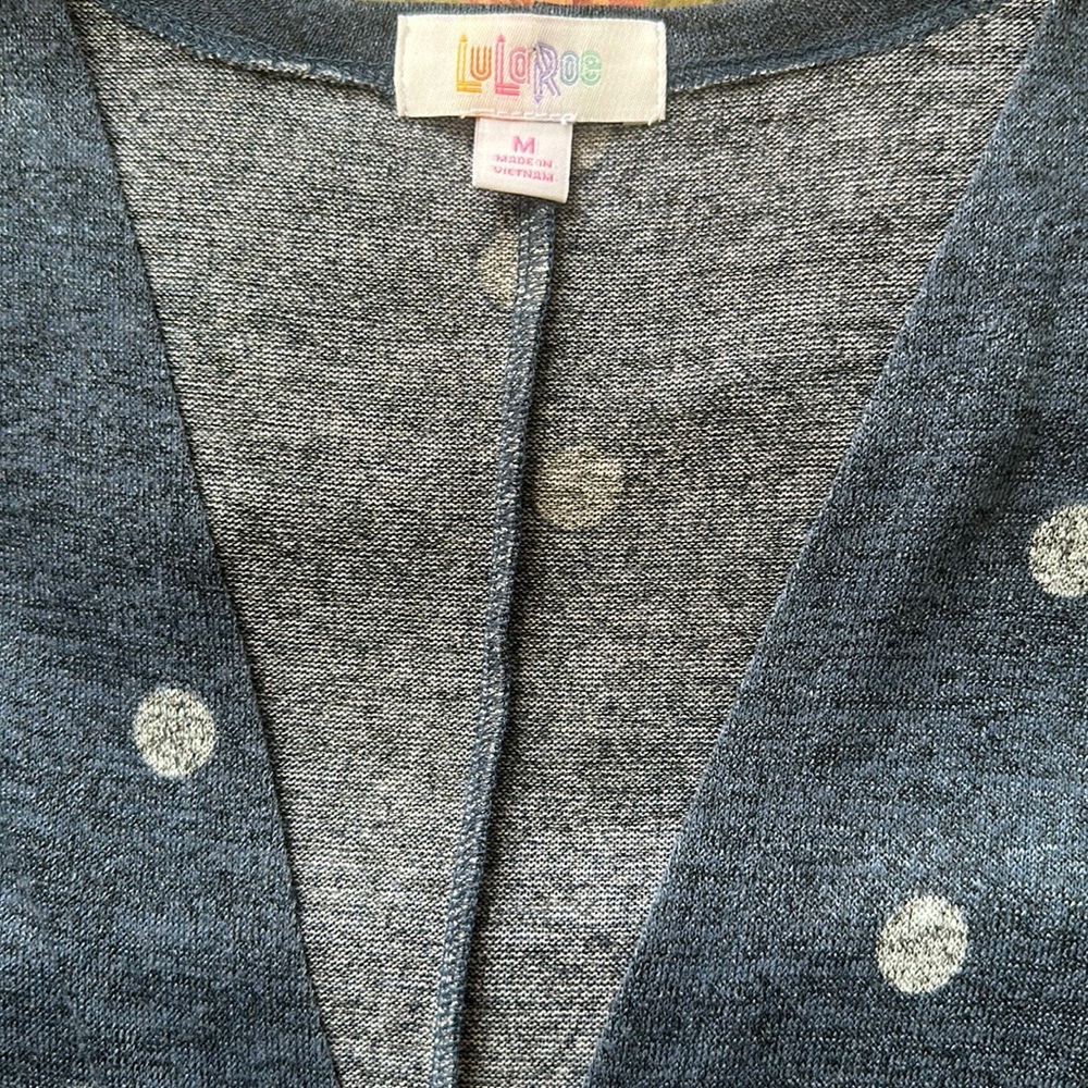 💖LuLaroe blue/white polka dot long sleeve duster robe, with 2 pockets - Picture 4 of 4